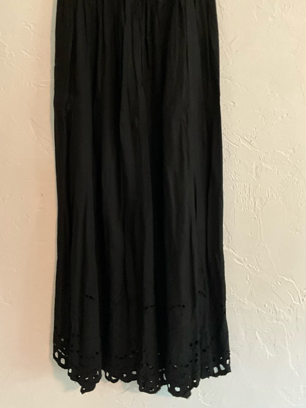 Jane Ashley Black Eyelet Lace Hem Midi Skirt Small - Picture 2 of 6